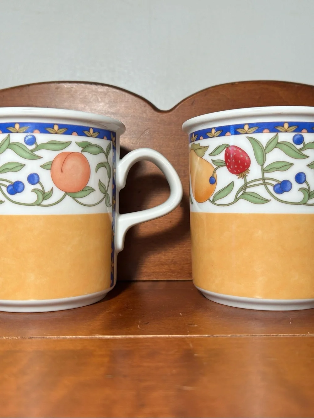 Fruit Pattern Ceramic Mugs in Yellow and White - Home Dining